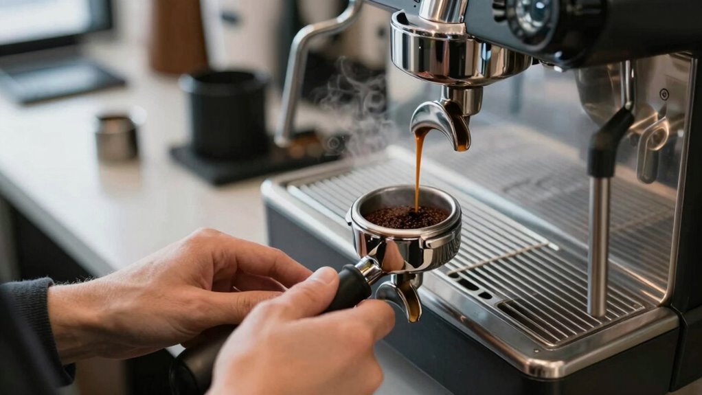 adjust grind and tamp pressure