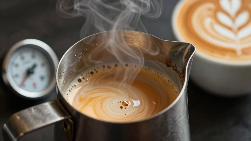 master milk temperature for lattes