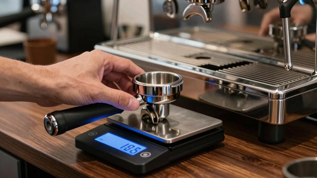 measuring espresso with scale