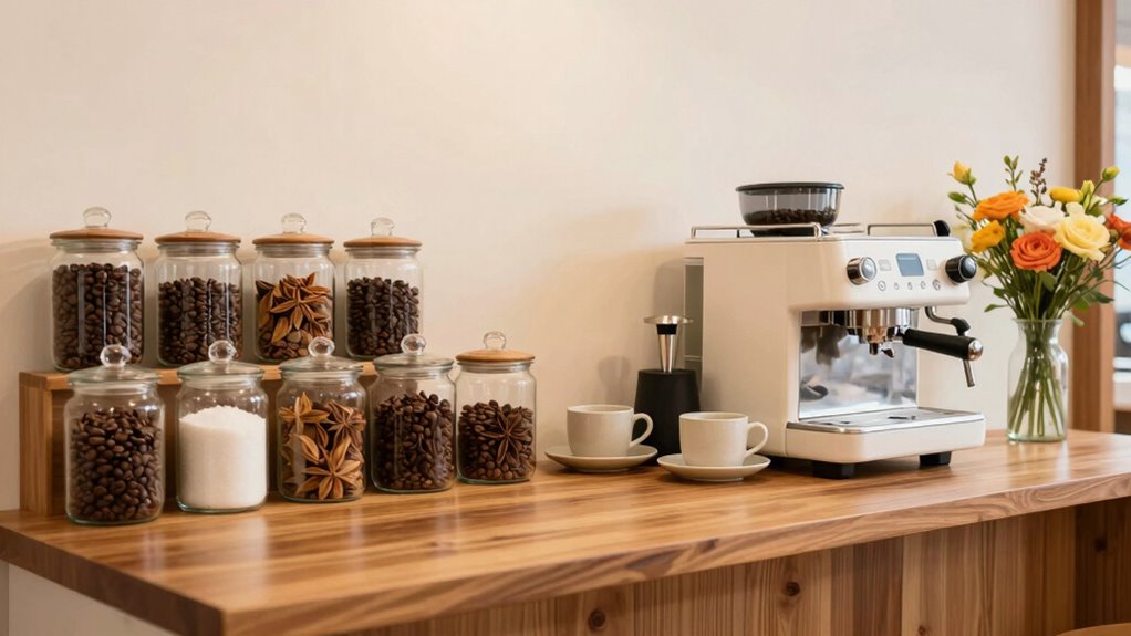 organized clean coffee bar
