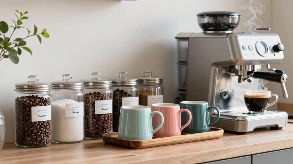 organized coffee accessory labeling