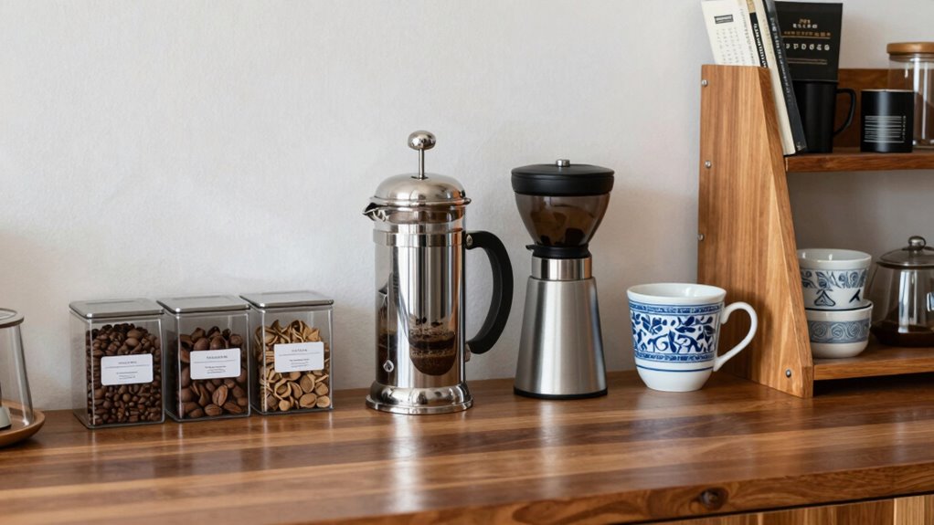 organized coffee brewing essentials