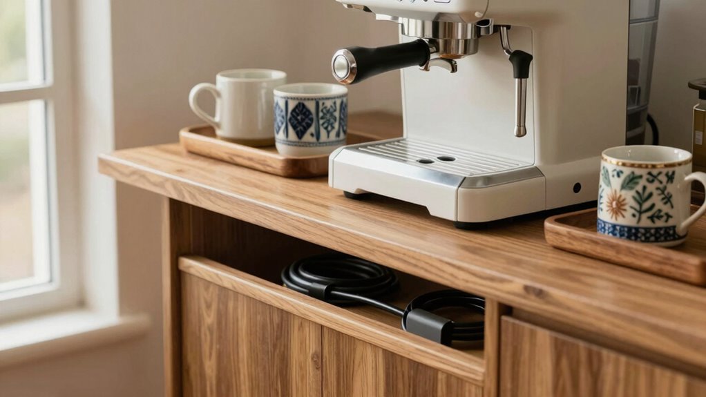 organized coffee station cables