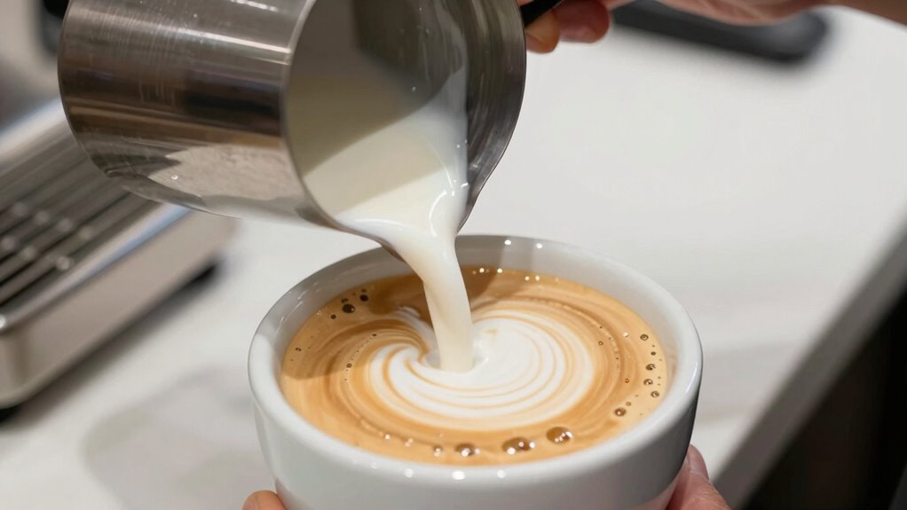 smooth bubble free milk pouring