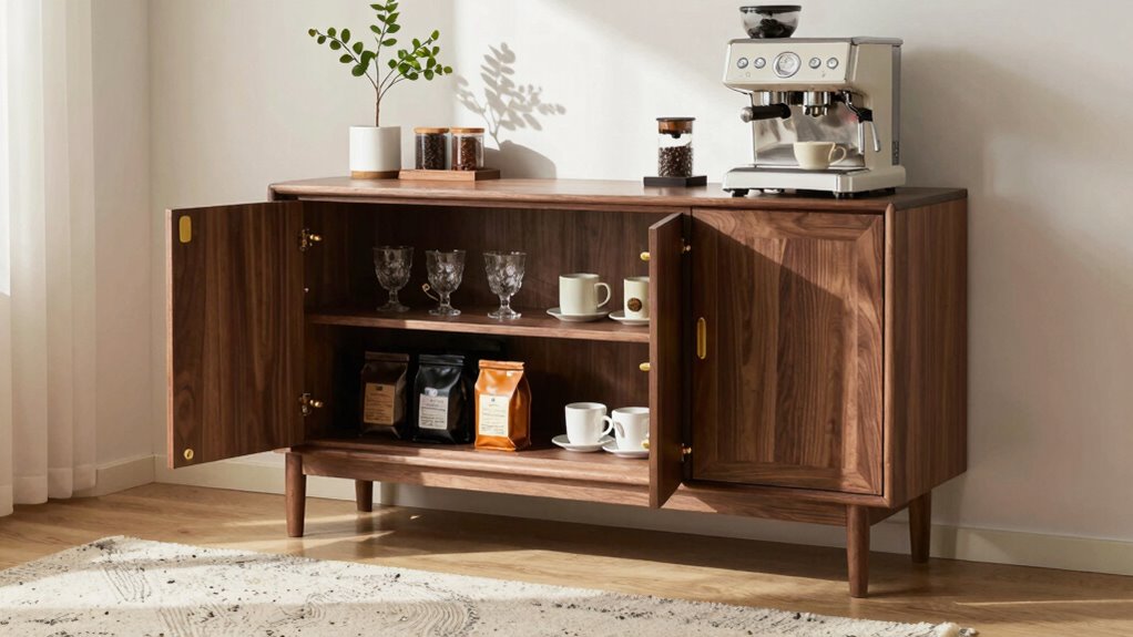 stylish coffee bar storage